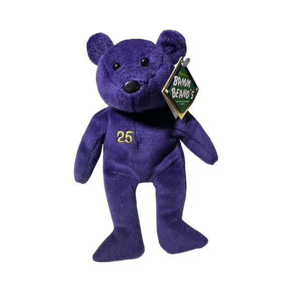 Salvino's Bamm Beano's MLB Mark McGwire #25 Dark Purple Plush Beanie Bear New - Picture 2 of 5